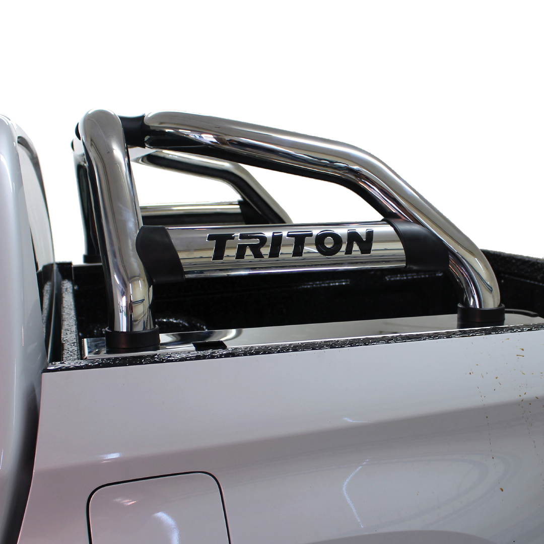 Mitsubishi Triton L200 Facelift Sports Bar Stainless (Black Base Plates)