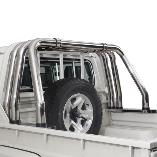 Toyota Landcruiser 70 Series Triple Styling Bar Stainless (Black Base Plates)