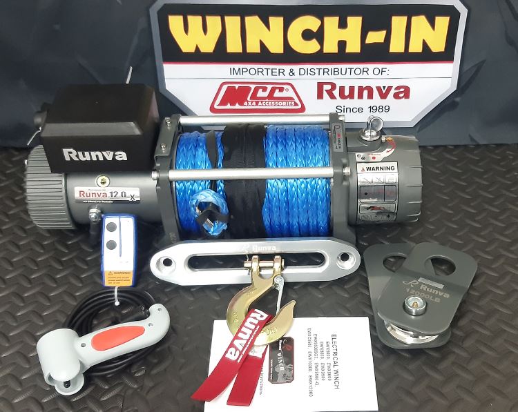 RUNVA WINCH  -  Synthetic Rope  12000lbs (5 443Kg) 12V