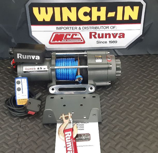 RUNVA WINCH  -  Synthetic Rope  4500lbs (2 041Kg) 12V