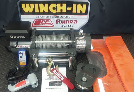 RUNVA WINCH  -  Steel Cable  6000lbs (2 722Kg) 12V