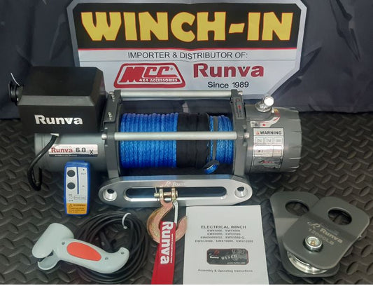 RUNVA WINCH  -  Synthetic Rope  6000lbs (2 722Kg) 12V