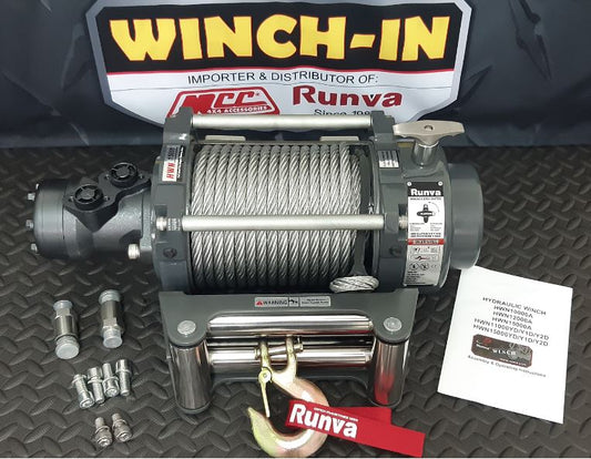 RUNVA WINCH  - Hydraulic  -  Steel Cable  15000lbs (6 804kg)